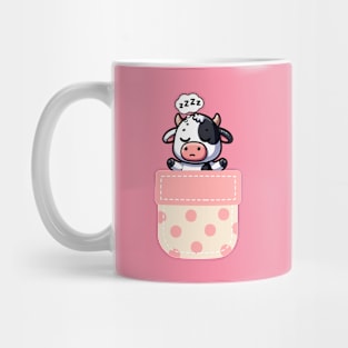 Sleepy Cow in Polka Dot Pocket Mug